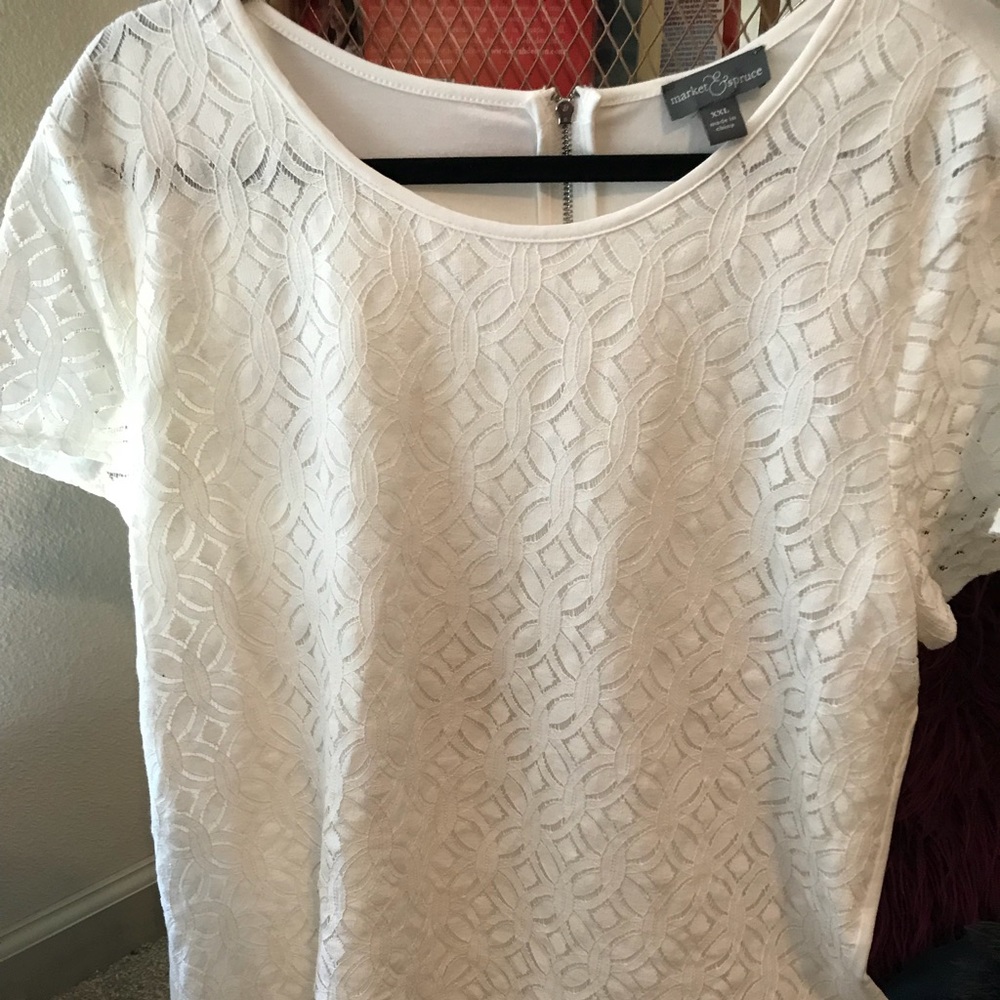 Stitch fix market and spruce white lace top!